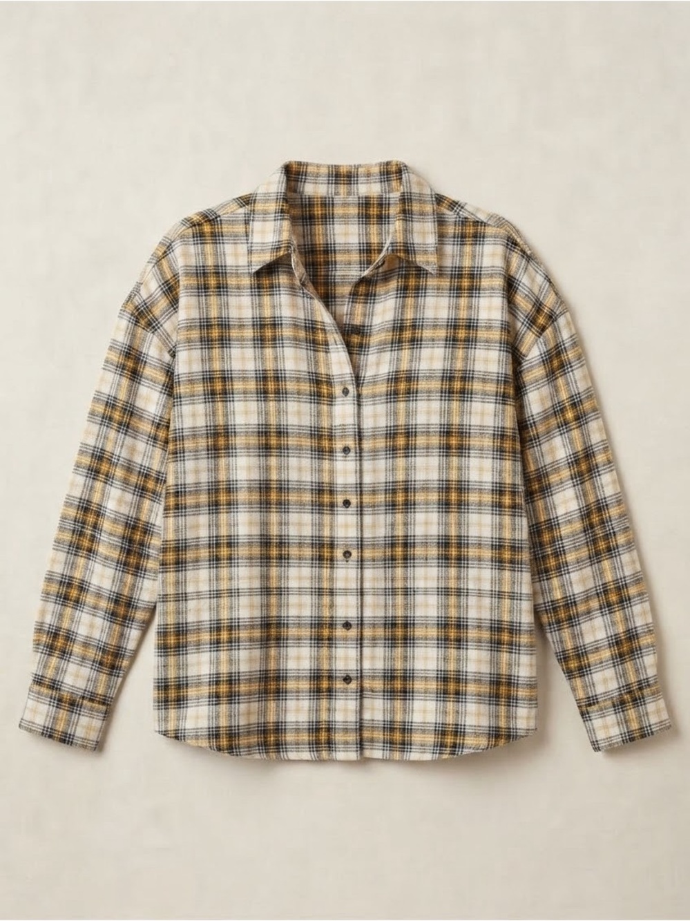 ASOS DESIGN Cream & Yellow Plaid Cropped Button-Up Shirt